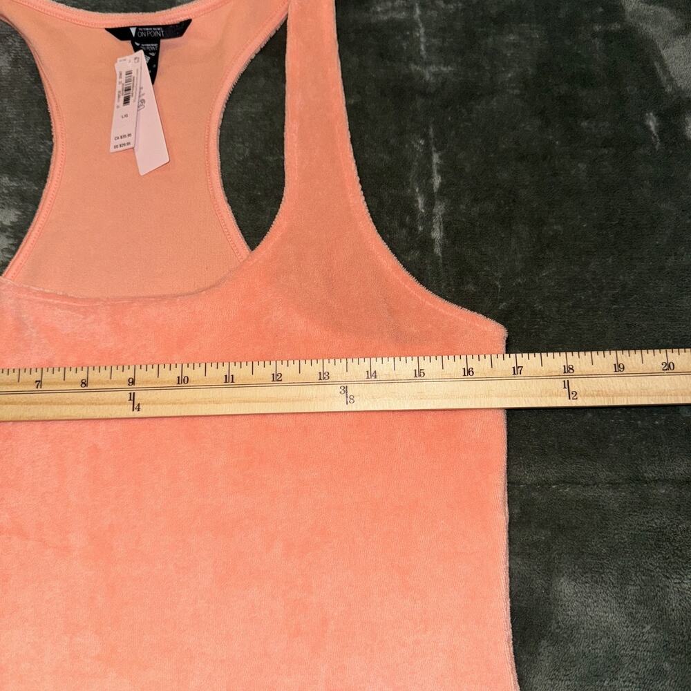 Victoria's Secret Tank Top Women's Large Coral Peach Scoop Neck Terry Racerback - Picture 8 of 9